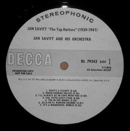 Jan Savitt And His Orchestra : The Top Hatters (1939-1941) (LP, Comp, Promo)