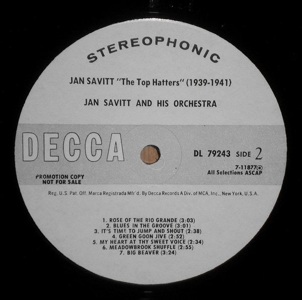 Jan Savitt And His Orchestra : The Top Hatters (1939-1941) (LP, Comp, Promo)