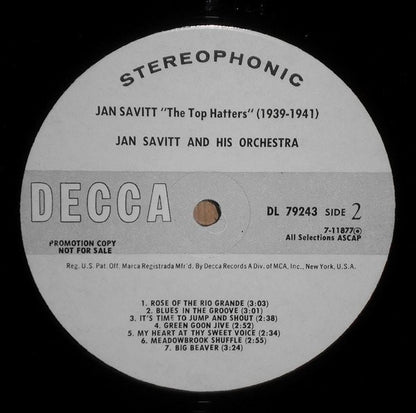 Jan Savitt And His Orchestra : The Top Hatters (1939-1941) (LP, Comp, Promo)