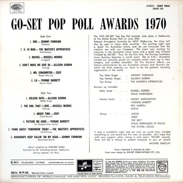 Various : Go-Set Pop Poll Awards 1970 (LP, Comp)