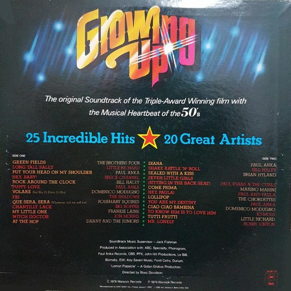 Various : Growing Up Original Sound Track Album (LP, Comp, Mono)