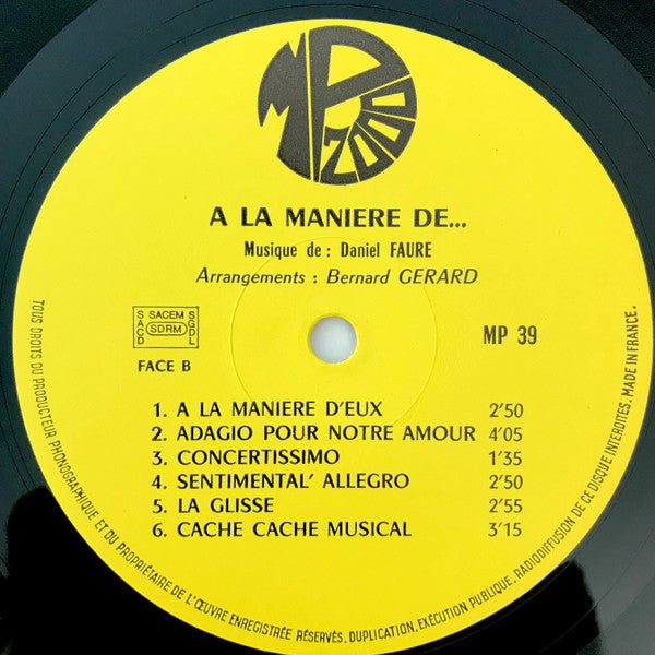 Daniel Faure : A La Manière De ... (LP)