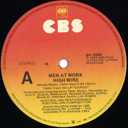 Men At Work : High Wire (12", Single)