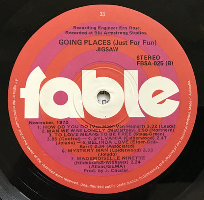 Johnny Chester And Jigsaw (17) : Going Places (Just For Fun) (LP)