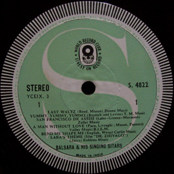 Balsara & His Singing Sitars : Golden Hits (LP, Album, Club)