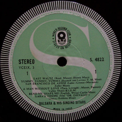 Balsara & His Singing Sitars : Golden Hits (LP, Album, Club)