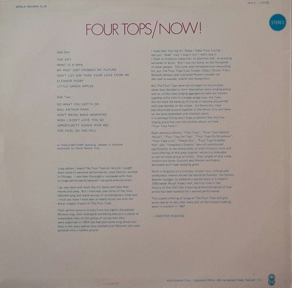Four Tops : Four Tops Now! (LP, Album, Club)