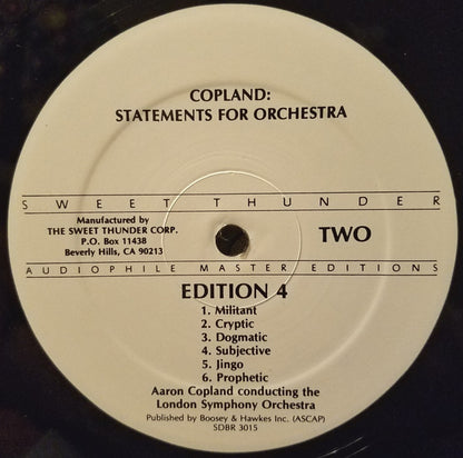 Aaron Copland Conducting London Symphony Orchestra : Billy The Kid (Suite From Ballet) / Statements For Orchestra (LP, Album, RE)