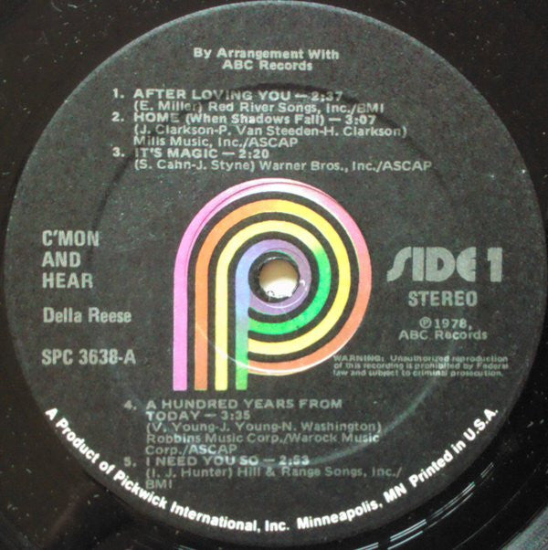 Della Reese : C'Mon And Hear (LP, Album, RE)