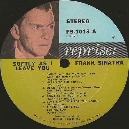 Frank Sinatra : Softly, As I Leave You (LP, Album)
