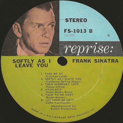 Frank Sinatra : Softly, As I Leave You (LP, Album)