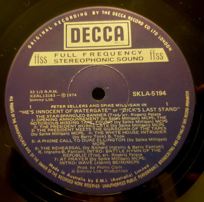 Peter Sellers & Spike Milligan : He's Innocent Of Watergate Or Dick's Last Stand (LP, Album)