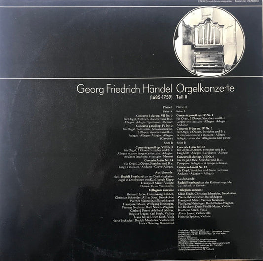 G.F. Haendel* - Collegium Aureum, Rudolf Ewerhart : Konzerte Für Orgel & Orchester (Folge 2) (2xLP)