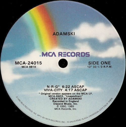 Adamski : N-R-G (12", Single)