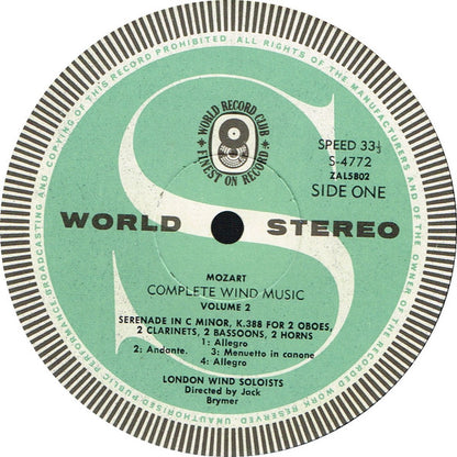 Mozart*, London Wind Soloists Directed By Jack Brymer : The Complete Wind Music (LP, Album, Club + Box)