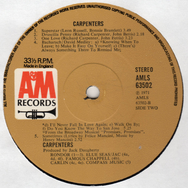 Carpenters : Carpenters (LP, Album)