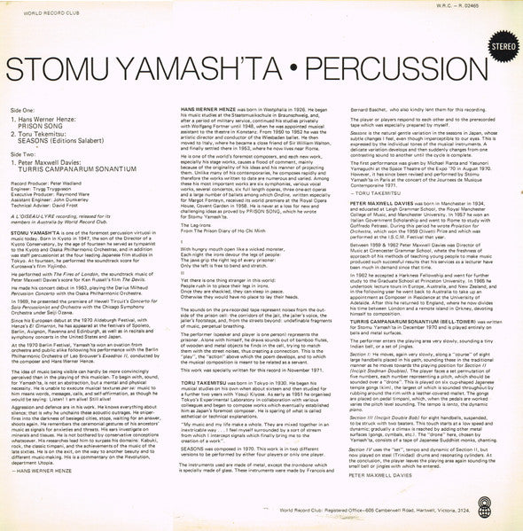 Stomu Yamash'ta : Percussion (LP, Album, Club)