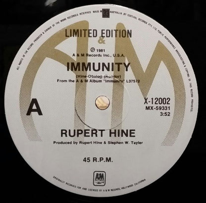 Rupert Hine : Immunity (10", EP, Ltd)