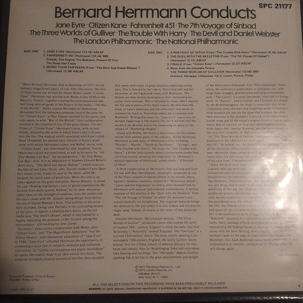 Bernard Herrmann, London Philharmonic Orchestra ・ National Philharmonic Orchestra : Bernard Herrmann Conducts (LP, Comp, RE)
