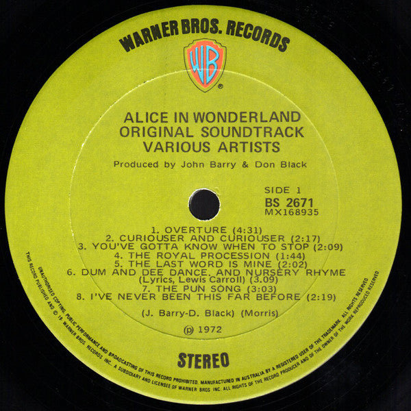 John Barry : Alice's Adventures In Wonderland (LP, Album, Gat)