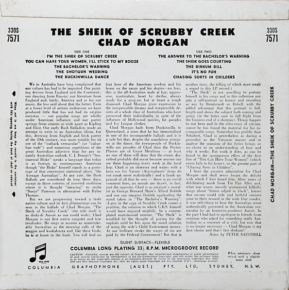 Chad Morgan : The Sheik Of Scrubby Creek (10", Comp)