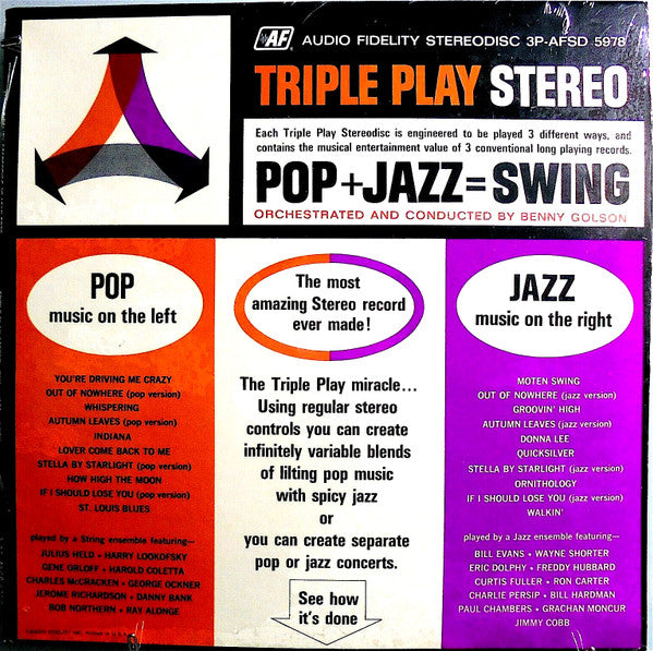Benny Golson : Triple Play Stereo Pop + Jazz = Swing (LP)