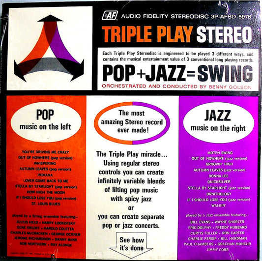 Benny Golson : Triple Play Stereo Pop + Jazz = Swing (LP)