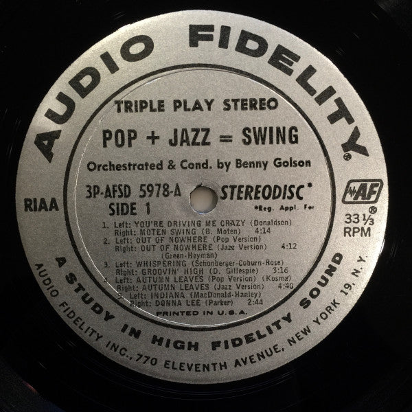 Benny Golson : Triple Play Stereo Pop + Jazz = Swing (LP)