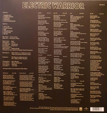 T. Rex : Electric Warrior (LP, Album, RE, 180)