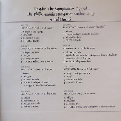 Joseph Haydn - Philharmonia Hungarica, Antal Dorati : Symphonies 65 - 72 (4xLP + Box)