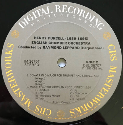 Henry Purcell - English Chamber Orchestra, Raymond Leppard : The Gordion Knot Untied / Abdelazer (The Moor's Revenge) / The Old Bachelor / Sonata In D Major For Trumpet And Strings (LP)