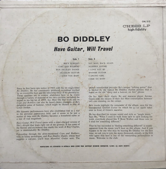 Bo Diddley : Have Guitar, Will Travel (LP, Album, Mono)