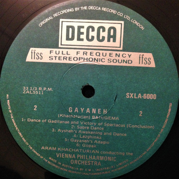 Khatchaturian* Conducting The Vienna Philharmonic Orchestra* : Spartacus / Gayaneh (LP)