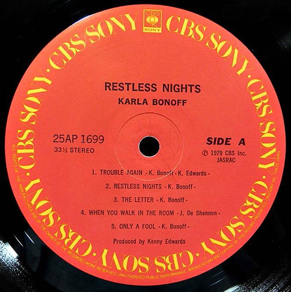 Karla Bonoff : Restless Nights (LP, Album)