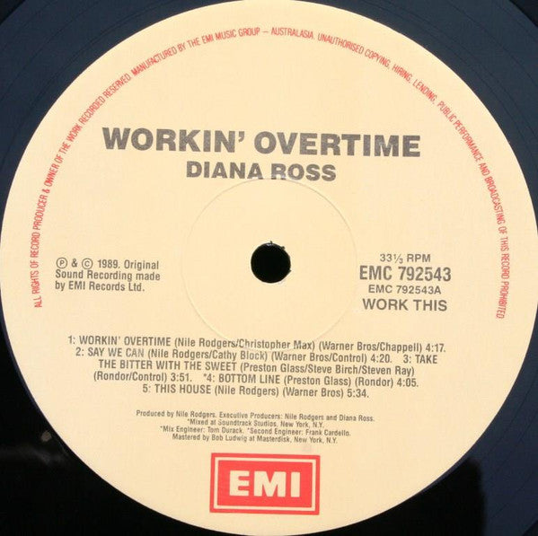 Diana Ross : Workin' Overtime (LP, Album)