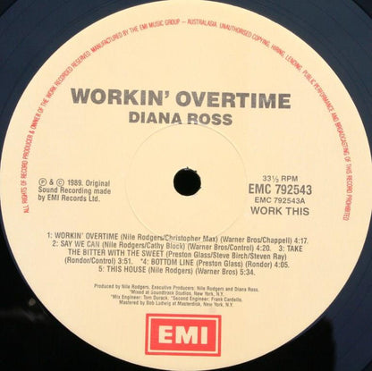 Diana Ross : Workin' Overtime (LP, Album)