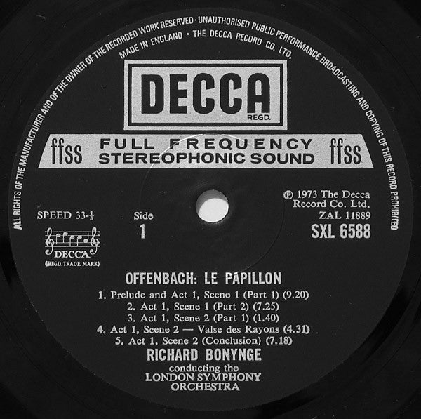 Jacques Offenbach, Richard Bonynge, London Symphony Orchestra : Le Papillon (LP)