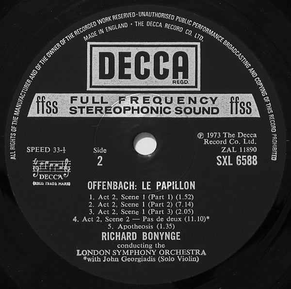 Jacques Offenbach, Richard Bonynge, London Symphony Orchestra : Le Papillon (LP)