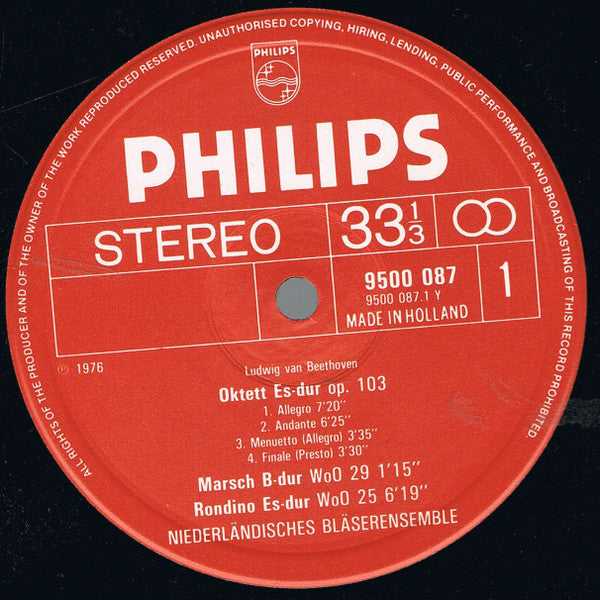 Ludwig van Beethoven - Nederlands Blazers Ensemble : Wind Music: Octet Op. 103 / Sextet Op. 71 / Quintet, Rondino WoO 25 / March WoO 29 (LP)