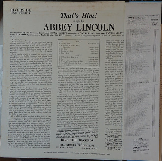 Abbey Lincoln With The Riverside Jazz Stars : That's Him (LP, Album, Mono, RE)