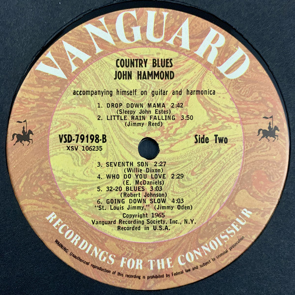 John Paul Hammond : Country Blues (LP, Album, RE)