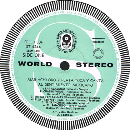 Mariachi Oro Y Plata : Folksongs Of Old Mexico (LP, Album, Club)
