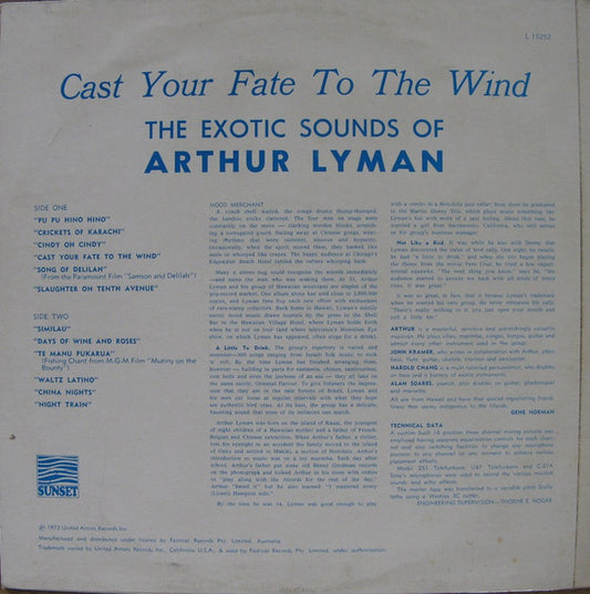 Arthur Lyman : Cast Your Fate To The Wind, The Exotic Sounds Of Arthur Lyman (LP, Album, Mono, RE)