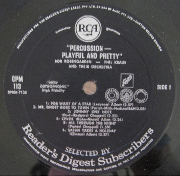 Bobby Rosengarden And Phil Kraus : Percussion Playful And Pretty (LP, Album, Mono)