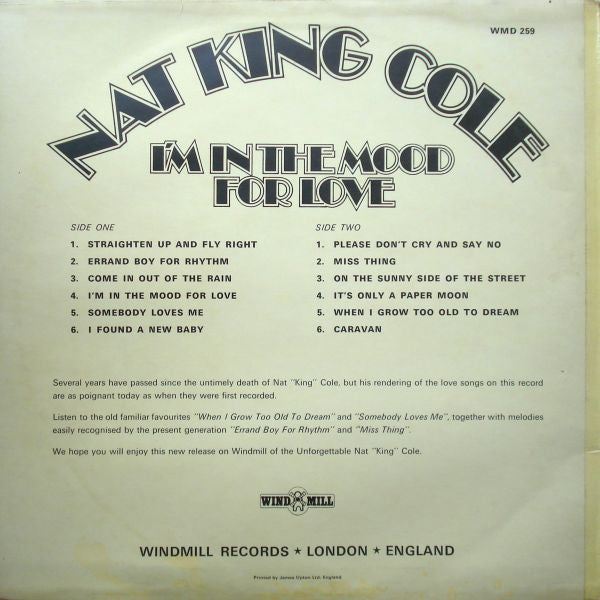 Nat King Cole : I'm In The Mood For Love (LP, Comp, Mono)