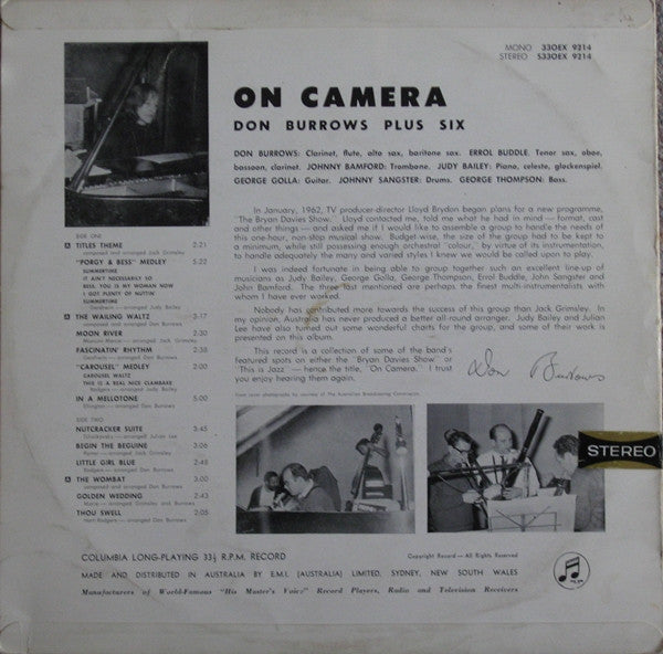 Don Burrows Plus Six : On Camera (LP, RE)