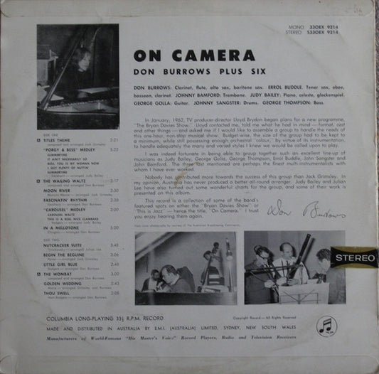 Don Burrows Plus Six : On Camera (LP, RE)