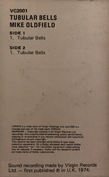 Mike Oldfield : Tubular Bells (Cass, Album, RE)