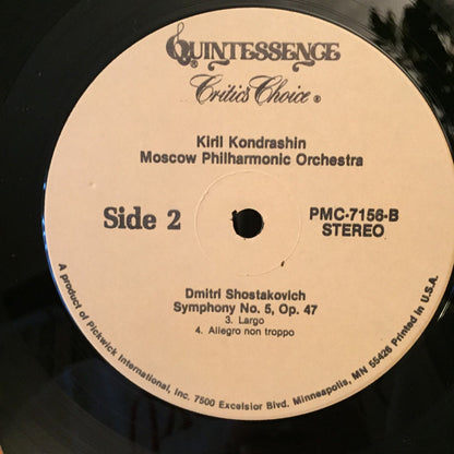 Dmitri Shostakovich, Kiril Kondrashin, Moscow Philharmonic Orchestra : Symphony No. 5, Op. 47 (LP)
