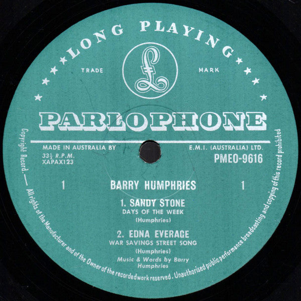 Barry Humphries : Barry Humphries (LP, Album, Mono)